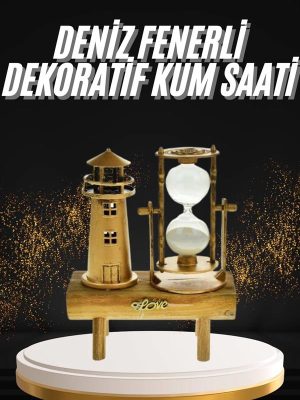 Hediyelik Eşya Retro Deniz Fenerli Kum Saati Ahşap Görünümlü Dekoratif Eşya