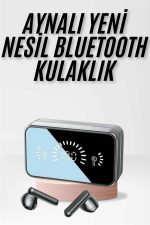 Yeni Nesil Kablosuz Kulaklık Aynalı Powerbank Özellikli Bluetooth Bağlantılı Dijital Göstergeli - Görsel 2