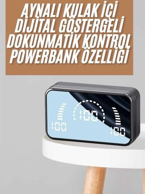 Powerbankli Bluetooth Kulaklık Yüksek Ses Aynalı Çift Dijital Gösterge Ekranı