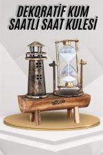 Deniz Feneri Kum Saati Ahşap Görünümlü Vintage Tarz Biblo - Görsel 2