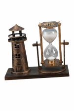Deniz Feneri Kum Saati Ahşap Görünümlü Vintage Tarz Biblo - Görsel 4