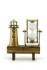 Deniz Feneri Kum Saati Ahşap Görünümlü Vintage Tarz Biblo - Görsel 5