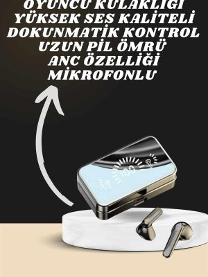 Aynalı Bluetooth Kulaklık ve 7 Kordonlu Akıllı Saat Dijital Göstergeli Uzun Pil Ömrü