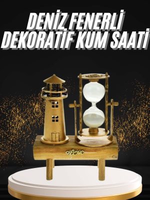 Hediyelik Eşya Retro Deniz Fenerli Kum Saati Ahşap Görünümlü Dekoratif Eşya