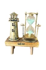 Hediyelik Eşya Retro Deniz Fenerli Kum Saati Ahşap Görünümlü Dekoratif Eşya - Görsel 4