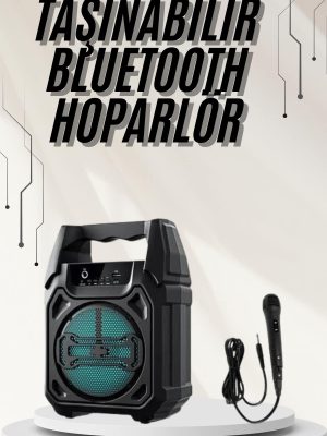 Bluetooth Hoparlör Led Işıklı Taşınabilir Kablosuz Speaker Uzun Pil Ömrü