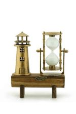 Deniz Feneri Kum Saati Ahşap Görünümlü Vintage Tarz Biblo - Görsel 5