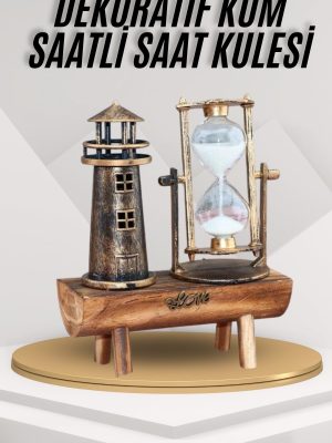 Deniz Feneri Kum Saati Ahşap Görünümlü Vintage Tarz Biblo