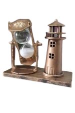 Deniz Feneri Kum Saati Ahşap Görünümlü Vintage Tarz Biblo - Görsel 3