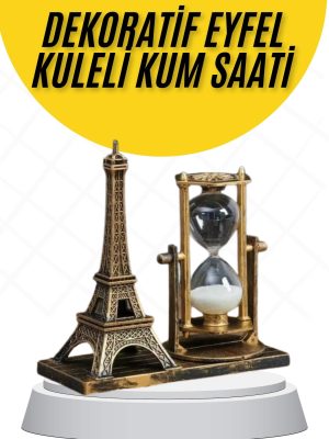 Dekoratif Eyfel Kulesi ve Kum Saati Vintage Tarzı Masa Süsü Biblo