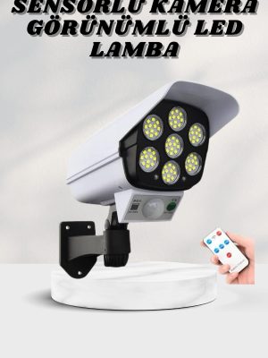 Solar Lamba Kamera Görünümlü Duvar Lambası Dönebilen Bahçe Aydınlatması