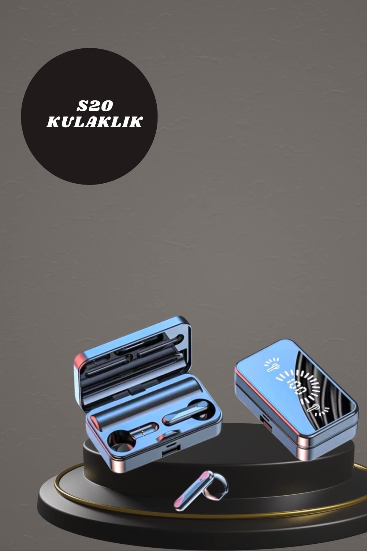 1215581_4-33.jpg Aynalı Bluetooth Kulaklık ve 7 Kordonlu Akıllı Saat Dijital Göstergeli Uzun Pil Ömrü - Görsel 4