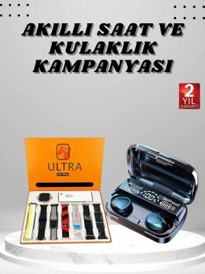 Yeni Model Akıllı Saat ve Kulaklık Kampanyası Nabızz Ölçer Bluetooth Bağlantılı Uzun Pil Ömrü