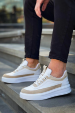 Kb-006 Kuback Beyaz Cilt Bej Süet  Yüksek Taban Bağcıklı Günlük Erkek Ayakkabı (Numara: 44) - Görsel 2