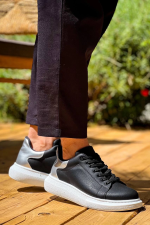 Kb-X500  Kuback  Siyah Gümüş Yüksek Taban Bağcıklı Günlük Erkek Ayakkabı (Numara: 42) - Görsel 2