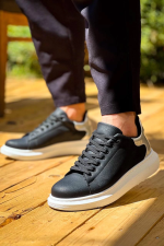 Kb-X500  Kuback  Siyah Gümüş Yüksek Taban Bağcıklı Günlük Erkek Ayakkabı (Numara: 42) - Görsel 3