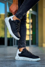 Kb-X500  Kuback Siyah Beyaz Yüksek Taban Bağcıklı Günlük Erkek Ayakkabı (Numara: 40) - Görsel 2