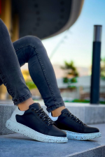 Kb-X500  Kuback Siyah Beyaz Yüksek Taban Bağcıklı Günlük Erkek Ayakkabı (Numara: 40) - Görsel 3