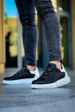 Kb-X500  Kuback Siyah Beyaz Yüksek Taban Bağcıklı Günlük Erkek Ayakkabı (Numara: 40) - Görsel 4