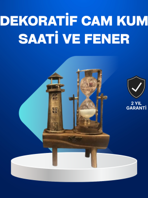Deniz Feneri Tasarımlı Ahşap Kum Saati – Retro Masa Aksesuarı