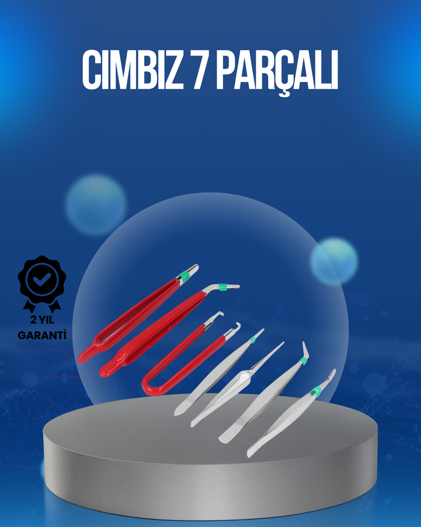 1243784_4-3.png Elektronik Devre ve Saat Tamiri İçin 7’li Paslanmaz Çelik Cımbız - Görsel 1