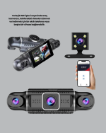 4 Kameralı Araç İçi Kamera 1080P GPS Takip WiFi Gece Görüşlü - Görsel 3