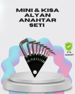 9 Parça Kısa Tip Alyan Seti Isıl İşlemli Profesyonel Kullanım