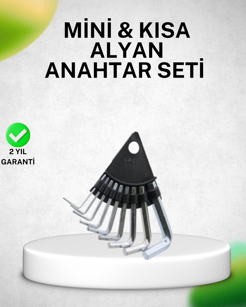 1243882_1-16.png 9 Parça Alyan Anahtar Seti Isıl İşlem Görmüş Dayanıklı Çelik - Görsel 1