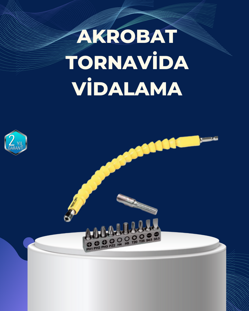 1243885_5-15.png 12’li Akrobat Bits Vidalama Seti Esnek Uç Çok Yönlü Kullanım - Görsel 1