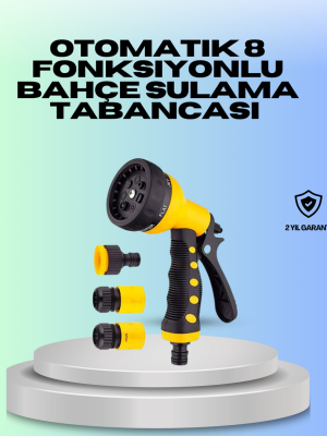 Ayarlanabilir Basınçlı 8 Modlu Bahçe Sulama Tabancası Hortum Aparatı