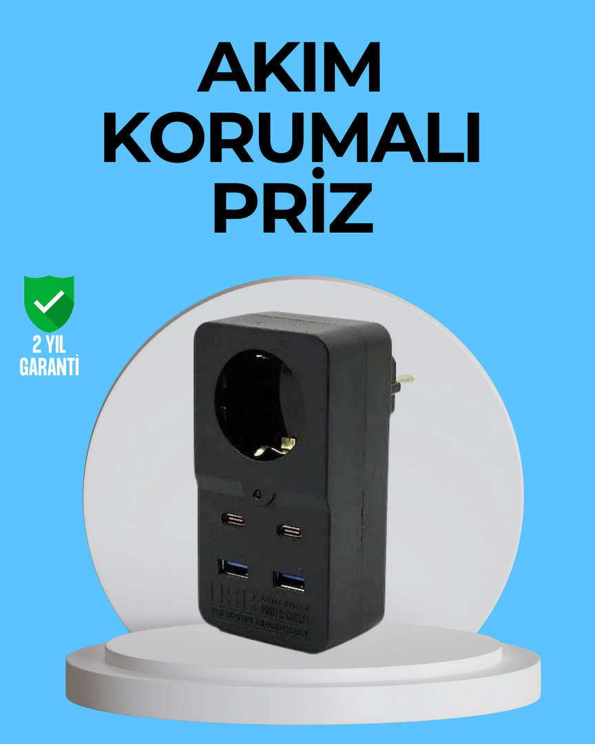 1244430_2-39.png Termal Korumalı Priz Otomatik Çocuk Kilidi 4 USB Type C - Görsel 1
