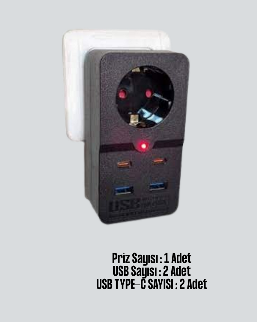 1244430_7-39.png Termal Korumalı Priz Otomatik Çocuk Kilidi 4 USB Type C - Görsel 2