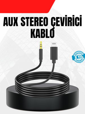 1 Metre Lightning to Aux Çevirici Kablo Stereo Ses Yüksek Kalite