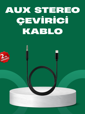 Lightning to 3.5mm Aux Ses Dönüştürücü Kablo 1 Metre Stereo Uyumlu