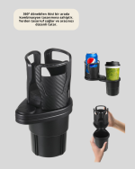 Otomobil Bardak Tutucu İkisi Bir Arada 360° Dönebilen Geniş Kapasiteli - Görsel 2