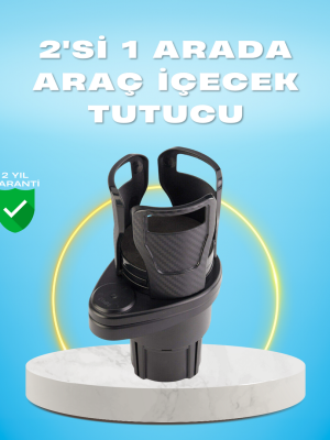 Çiftli Araba Bardak Tutucu Karbon Fiber Görünümlü 360° Ayarlı