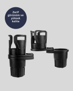 Çiftli Araba Bardak Tutucu Karbon Fiber Görünümlü 360° Ayarlı - Görsel 4