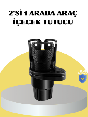 Araç İkili Bardak Tutucu Ayarlanabilir Genişlik 360° Döner Sistem