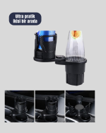 Oto Bardak Tutucu 360° Döner Çift Bölmeli Karbon Fiber Tasarım - Görsel 5