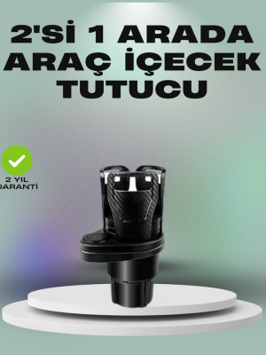 Araba Çift Bardak Tutucu 360° Dönebilen İkisi Bir Arada Ayarlanabilir