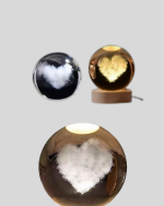 Ahşap Standlı Kalp Motifli Işıklı Cam Küre Hediye Seçeneği - Görsel 2