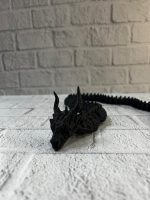 Siyah Hareketli Ejderha Figürü Esnek Gövdeli Dekoratif Tasarım 60 cm - Görsel 3