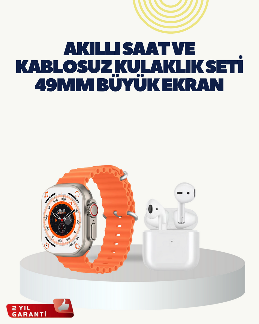1246988_2-101.png Watch 9 Max Akıllı Saat Kulaklık Seti Sağlık Takipli 45 mm Geniş Ekran - Görsel 1