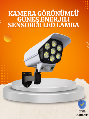 Solar Şarjlı Hareket Sensörlü LED Dış Mekan Lambası Kamera Tasarımlı Güvenlik Işığı