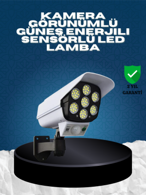 Güneş Enerjili Kamera Görünümlü Hareket Sensörlü LED Duvar Lambası Uzaktan Kumandalı