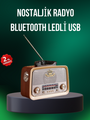 Taşınabilir Nostalji Radyo Bluetooth USB AUX Girişli
