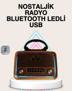 Ahşap Nostaljik Radyo Bluetooth USB SD Kart Destekli