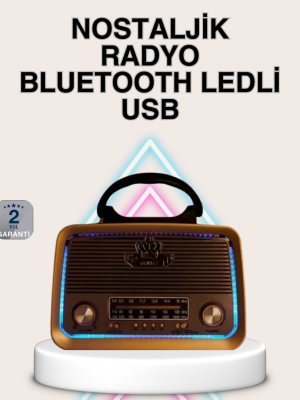Ahşap Nostaljik Radyo Bluetooth USB SD Kart Destekli