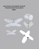 Katlanabilir 4 Kollu LED Ampül 60 Watt 6000 Lumen Beyaz Işık - Görsel 4