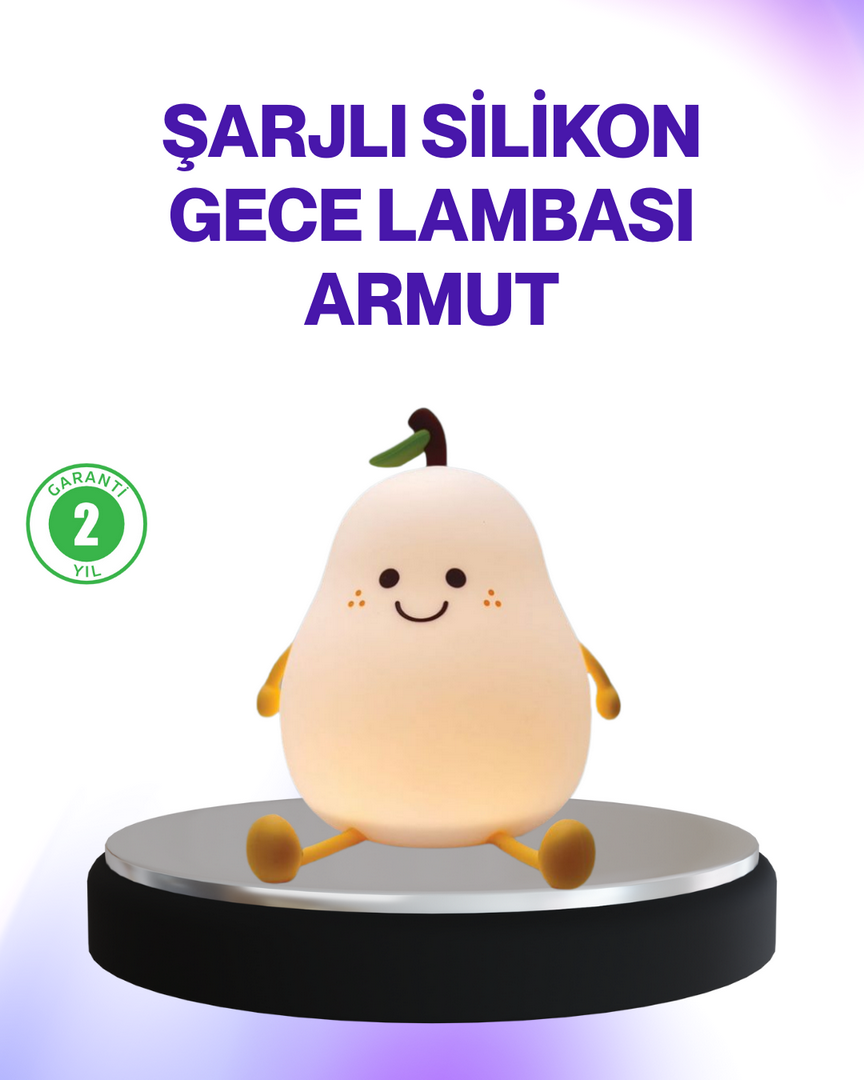 1247036_2-93.png Şarjlı Armut Masa Lambası Renk Değiştiren LED Gece Işığı - Görsel 1